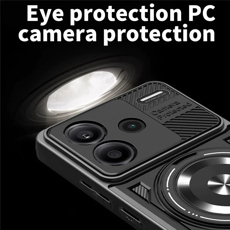 Pour Xiaomi Redmi Note 13 Pro+ 5G Étui Magnétique avec Support Rotatif TPU + PC - Noir