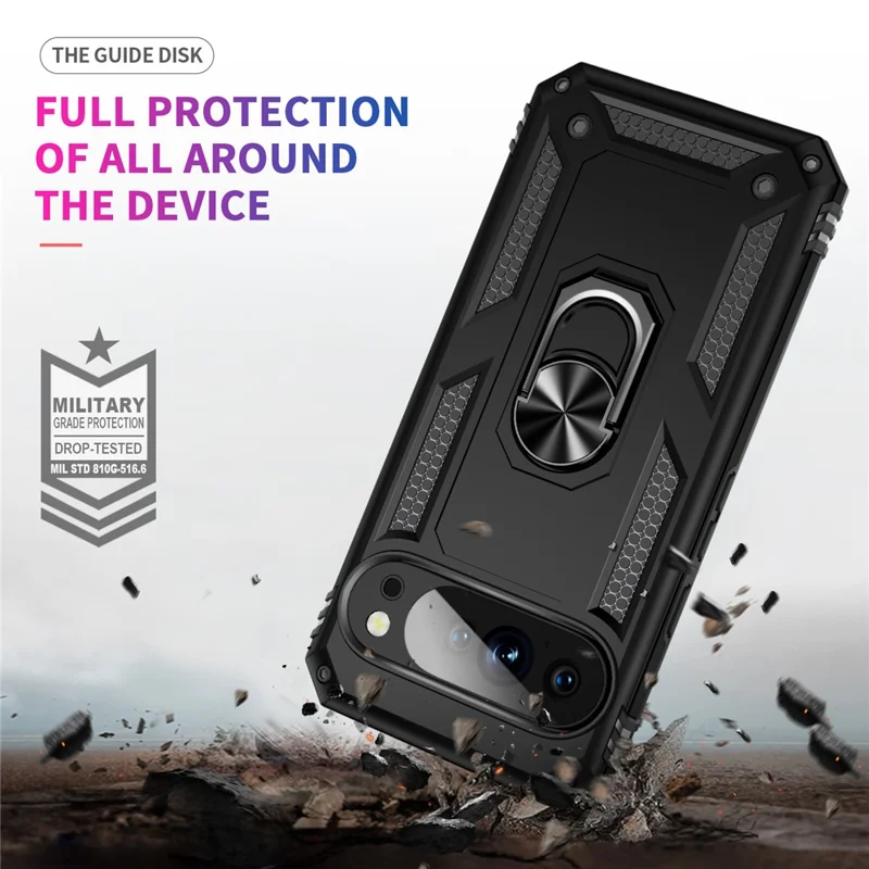 For Google Pixel 10 Pro XL Case PC + TPU Phone Cover with Kickstand - Black