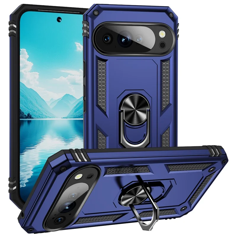 For Google Pixel 10 Pro XL Case PC + TPU Phone Cover with Kickstand - Blue