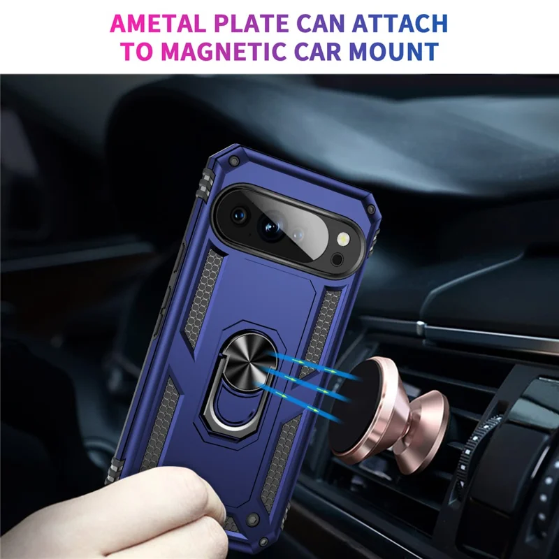 For Google Pixel 10 Pro XL Case PC + TPU Phone Cover with Kickstand - Blue