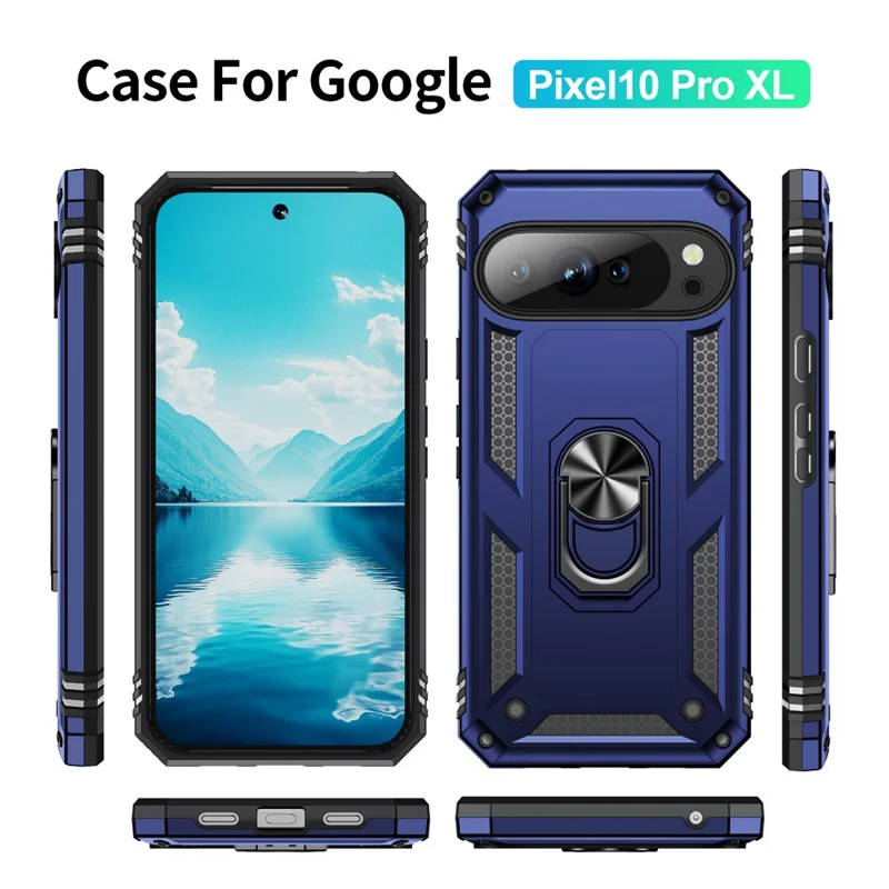 For Google Pixel 10 Pro XL Case PC + TPU Phone Cover with Kickstand - Blue