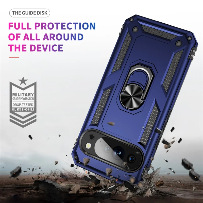 For Google Pixel 10 Pro XL Case PC + TPU Phone Cover with Kickstand - Blue