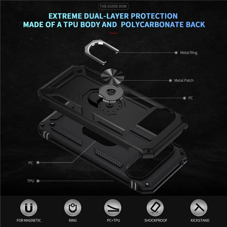 For Google Pixel 10 / 10 Pro Case PC + TPU Phone Cover with Kickstand - Black
