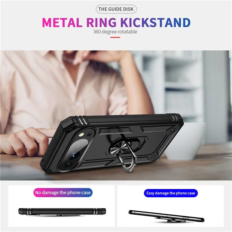 For Google Pixel 10 / 10 Pro Case PC + TPU Phone Cover with Kickstand - Black