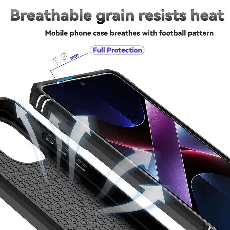 For Xiaomi Poco X7 Pro 5G / Redmi Turbo 4 5G Case PC + TPU Phone Cover with Lens Protection Kickstand - Black