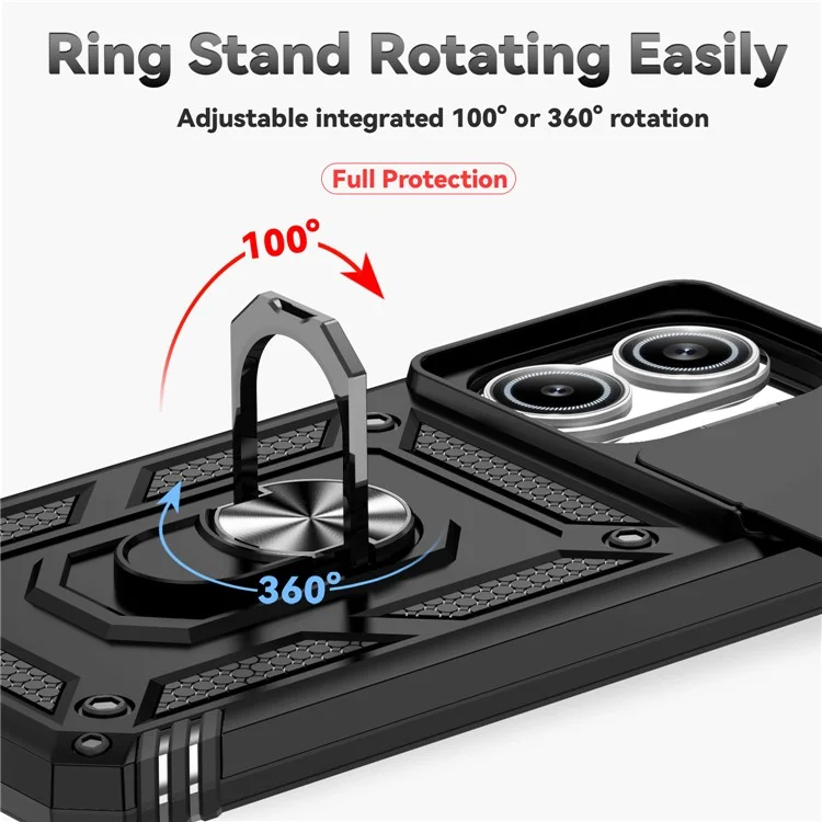 For Xiaomi Poco X7 Pro 5G / Redmi Turbo 4 5G Case PC + TPU Phone Cover with Lens Protection Kickstand - Black