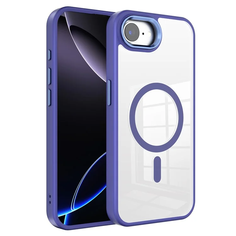 Cover per iPhone 16e Compatibile con MagSafe in TPU + Acrilico Trasparente - Viola Scuro