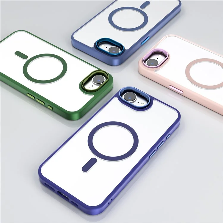 Cover per iPhone 16e Compatibile con MagSafe in TPU + Acrilico Trasparente - Viola Scuro