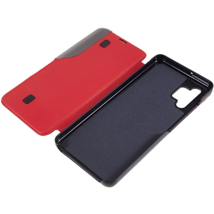 For Samsung Galaxy A32 4G (EU Version) Case View Window PU Leather Stand Cover - Red