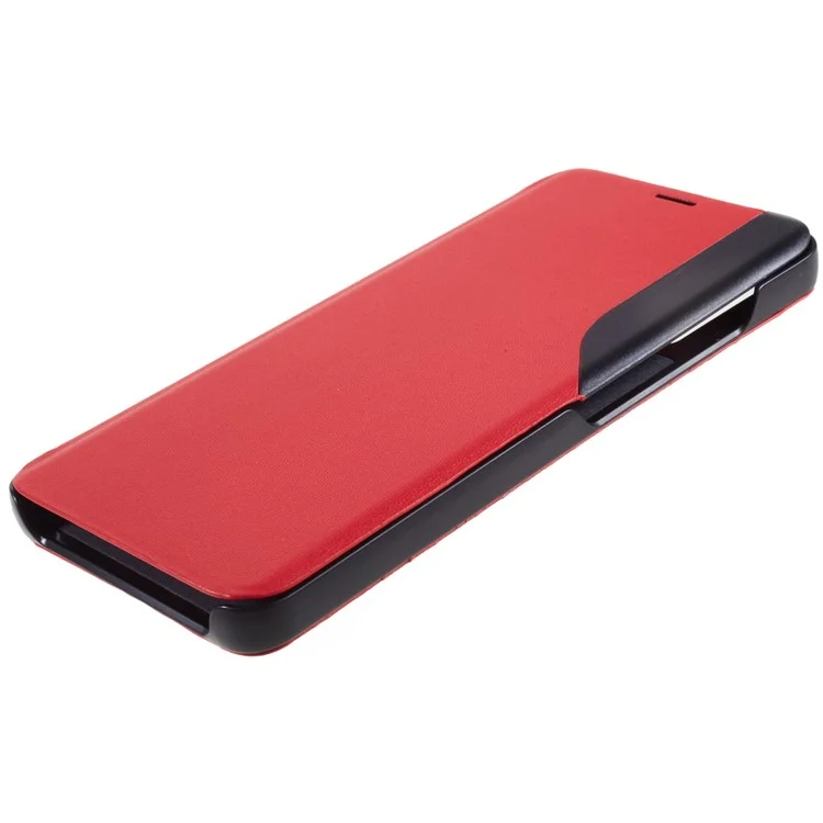 For Samsung Galaxy A32 4G (EU Version) Case View Window PU Leather Stand Cover - Red