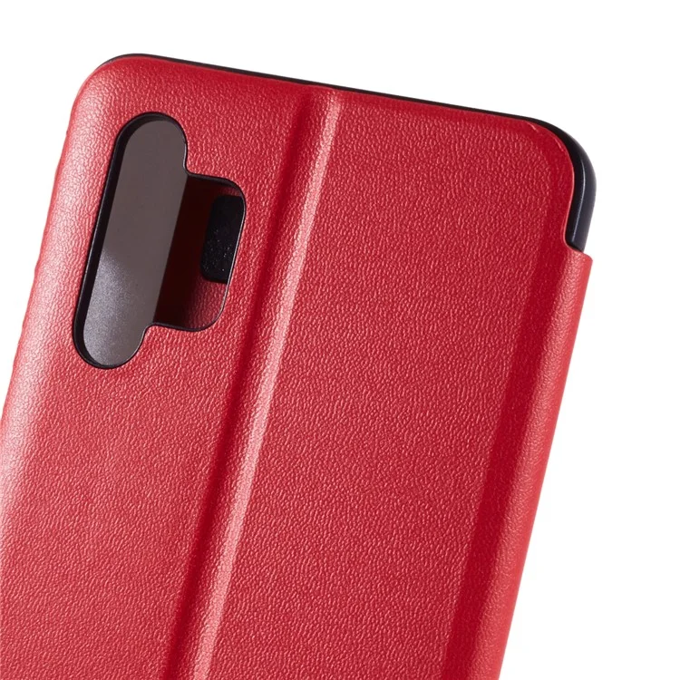 For Samsung Galaxy A32 4G (EU Version) Case View Window PU Leather Stand Cover - Red