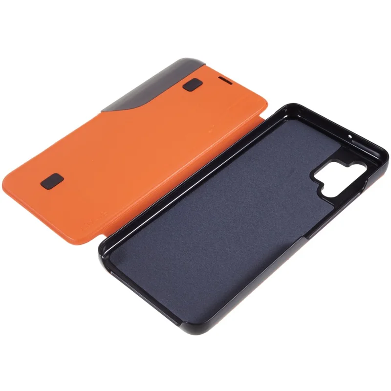 For Samsung Galaxy A32 4G (EU Version) Case View Window PU Leather Stand Cover - Orange