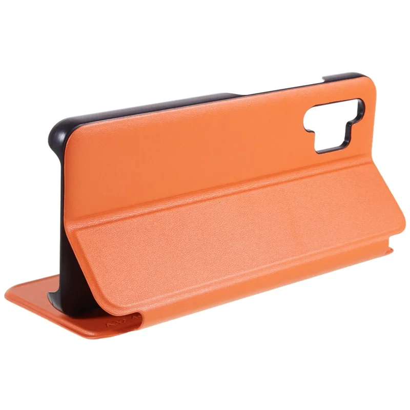 For Samsung Galaxy A32 4G (EU Version) Case View Window PU Leather Stand Cover - Orange