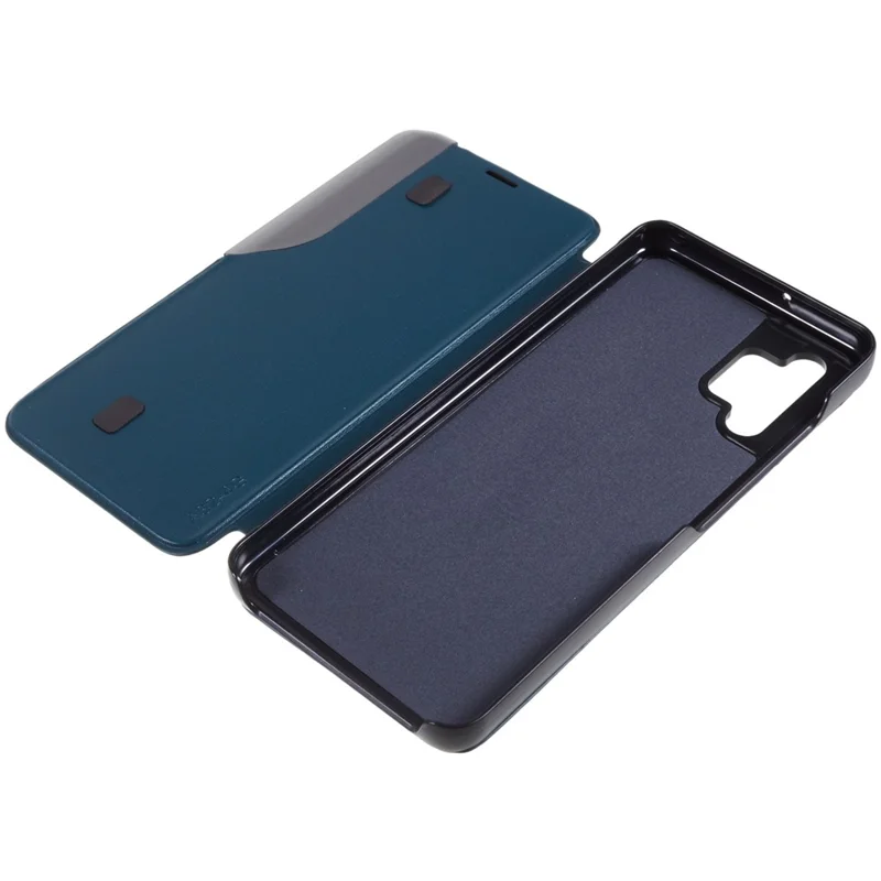 Étui pour Samsung Galaxy A32 4G (version UE) avec fenêtre de visualisation en cuir PU et support - Vert