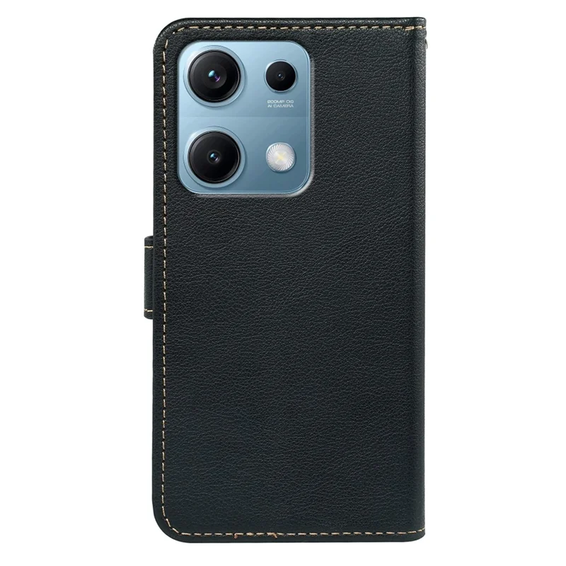 For Xiaomi Redmi Note 14S 4G / Note 13 Pro 4G / Poco M6 Pro 4G Case RFID Blocking Wallet Litchi Texture Leather Phone Cover Magnetic Clasp - Black