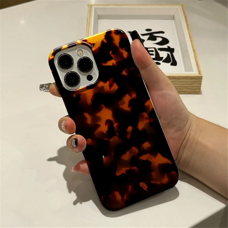 For iPhone 15 Pro Case Tortoiseshell Pattern Hard PC Shockproof Phone Cover
