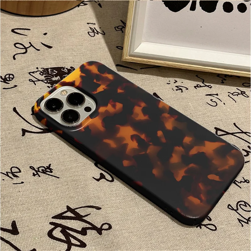 For iPhone 15 Pro Case Tortoiseshell Pattern Hard PC Shockproof Phone Cover