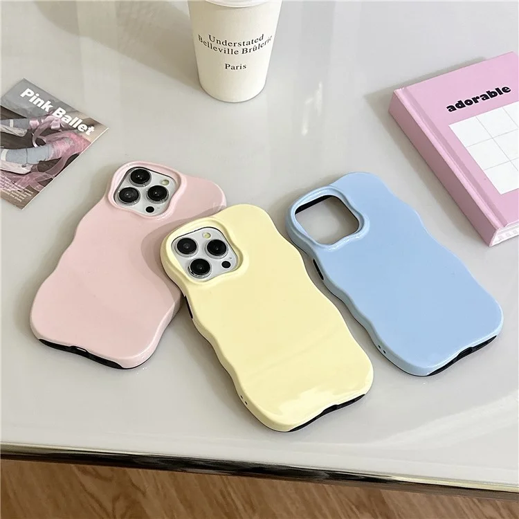 For iPhone 15 Pro Case Wavy Edge TPU + PC Anti Drop Phone Cover - Blue