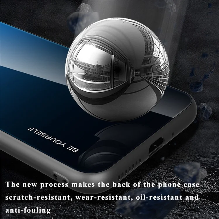 Pour Xiaomi 13 Lite / Civi 2 5G Gradient Hard Tempered Glass Case Soft TPU Frame PC Drop-Proof Phone Cover - Bleu / Noir