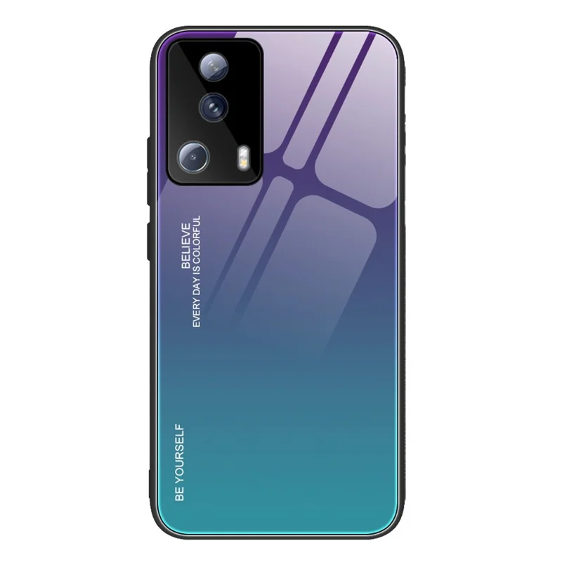 Para Xiaomi Civi 2 5G Gradiente Case de Vidrio de Temperatura Dura Soft TPU Marco de TPU PC Cubierta de Teléfono a Prueba de Gota - Violeta / Azul