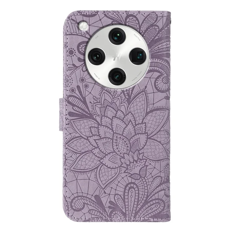 For Oppo Find X8 Pro 5G Case Lace Flowers PU Leather Flip Wallet Phone Cover - Purple