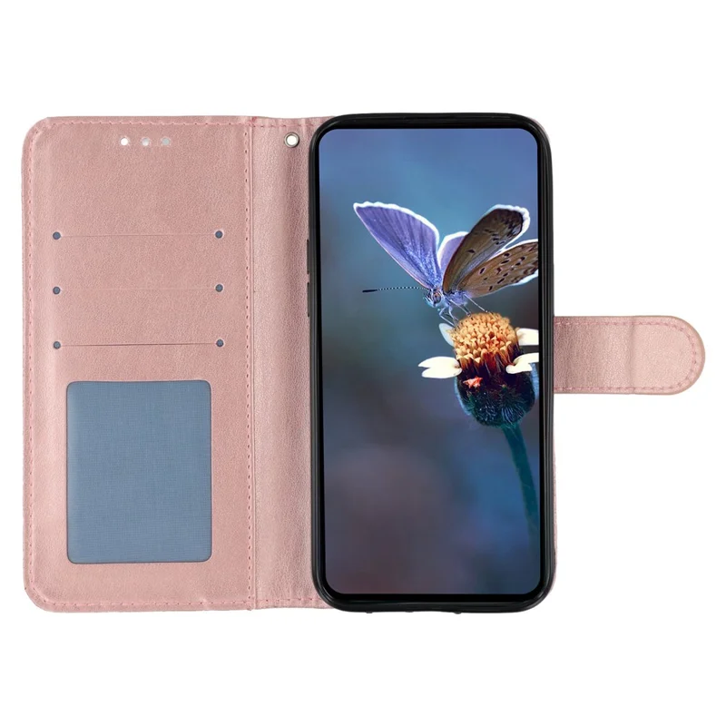 For Xiaomi Redmi Note 14S 4G / Note 13 Pro 4G / Poco M6 Pro 4G Case Lace Flowers PU Leather Flip Wallet Phone Cover - Rose Gold