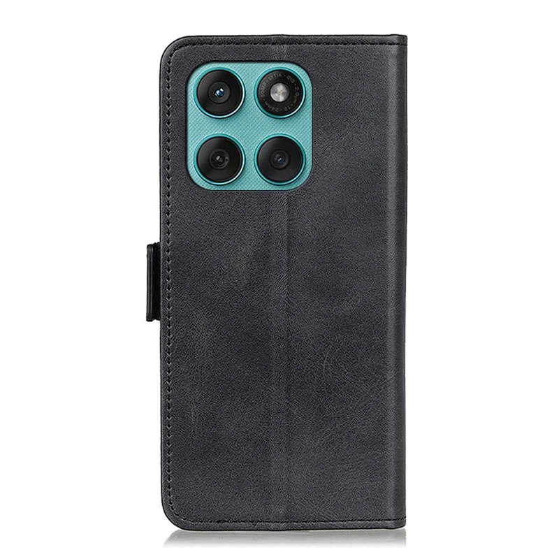 Voor Motorola Edge 60 5G / 60 Fusion 5G Hoesje Stand Koeienhuidstructuur PU Leren Telefoonhoes - Zwart