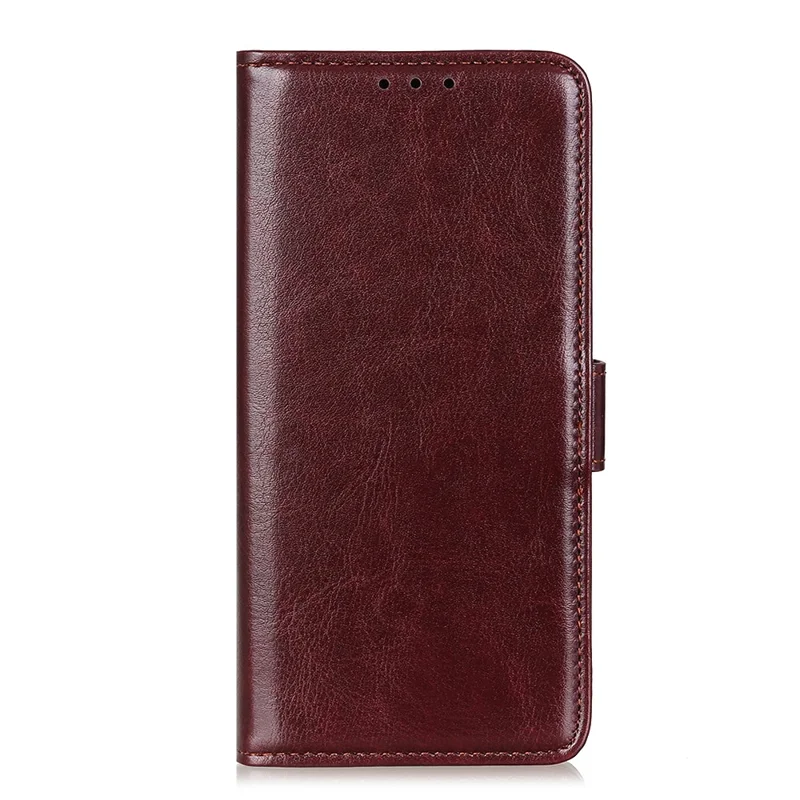 For Xiaomi Redmi Note 14S 4G Case Crazy Horse Texture PU Leather Phone Stand Cover - Brown