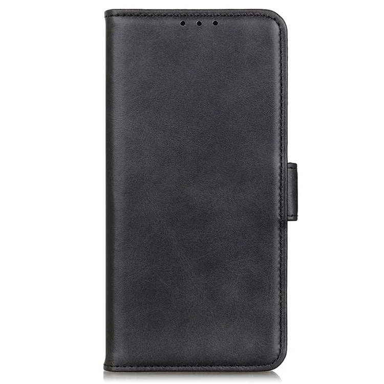 Für Xiaomi Redmi Note 14S 4G Hülle Ständer Rindsleder-Textur PU-Leder Handyhülle - Schwarz
