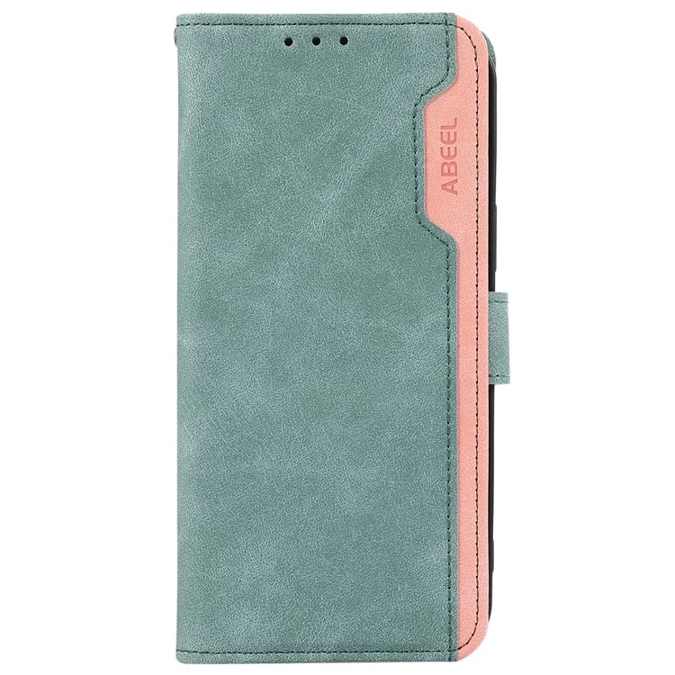 Чехол ABEEL для Xiaomi Redmi Note 14S 4G с цветными вставками из кожи, с функцией защиты от RFID - Нежно-голубой