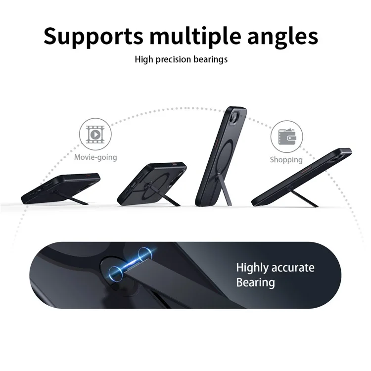 Capa para iPhone 16e Compatível com MagSafe com Suporte Giratório Reto TPU + PC Capa de Celular Fosca - Preto