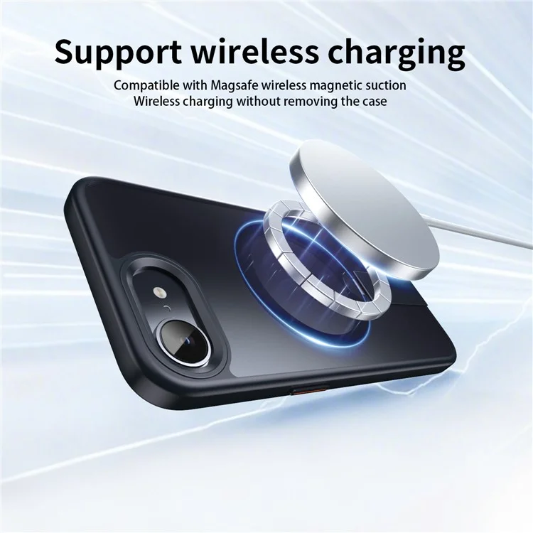Capa para iPhone 16e Compatível com MagSafe com Suporte Giratório Reto TPU + PC Capa de Celular Fosca - Preto