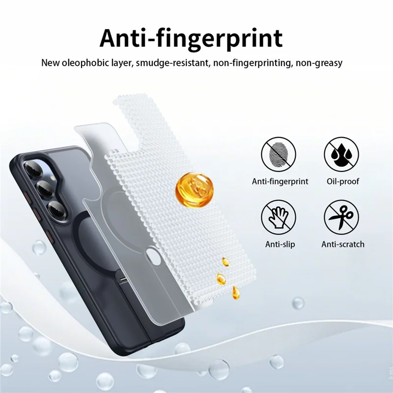 Cover per Samsung Galaxy S25+ Compatibile con MagSafe, Supporto Girevole Dritto, Cover per Telefono TPU + PC Opaca - Nero