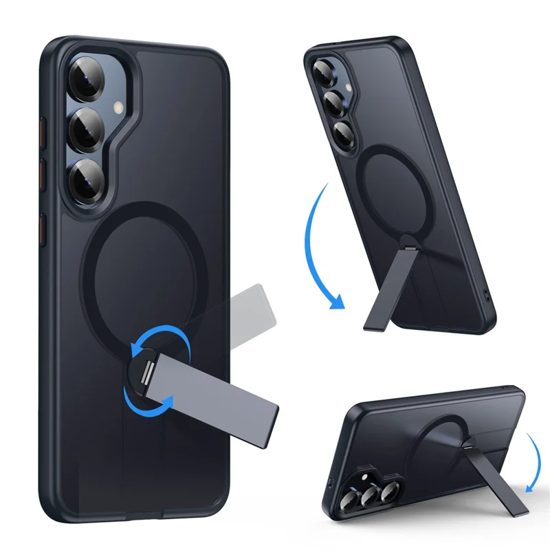 Cover per Samsung Galaxy S25+ Compatibile con MagSafe, Supporto Girevole Dritto, Cover per Telefono TPU + PC Opaca - Nero