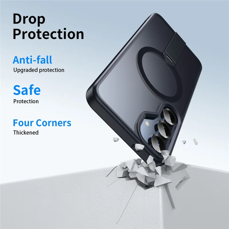 Cover per Samsung Galaxy S25+ Compatibile con MagSafe, Supporto Girevole Dritto, Cover per Telefono TPU + PC Opaca - Nero