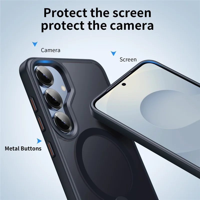 Cover per Samsung Galaxy S25+ Compatibile con MagSafe, Supporto Girevole Dritto, Cover per Telefono TPU + PC Opaca - Nero