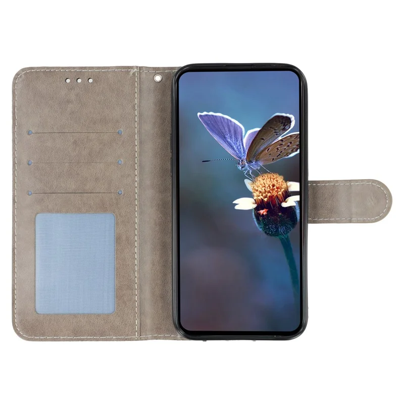 For Samsung Galaxy A36 5G Case Lace Flowers PU Leather Flip Wallet Phone Cover - Grå