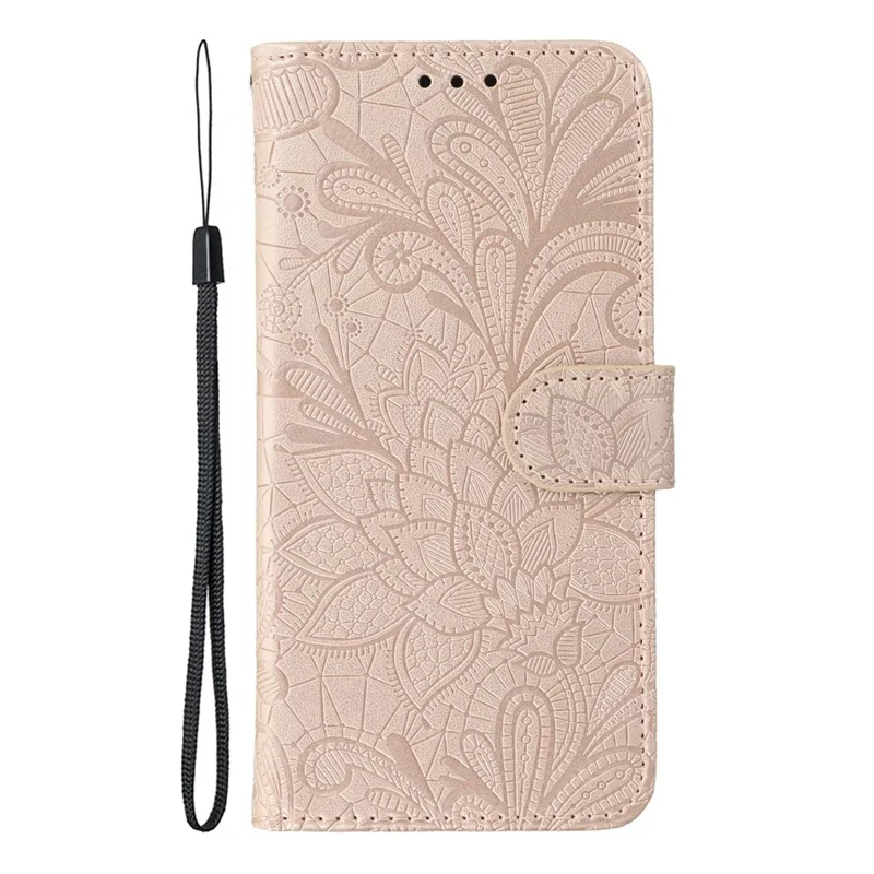 For OnePlus 13 Case Lace Flowers PU Leather Flip Wallet Phone Cover - Rose Gold