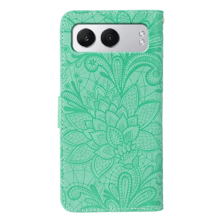 For OnePlus Nord 4 Case Lace Flowers PU Leather Flip Wallet Phone Cover - Green