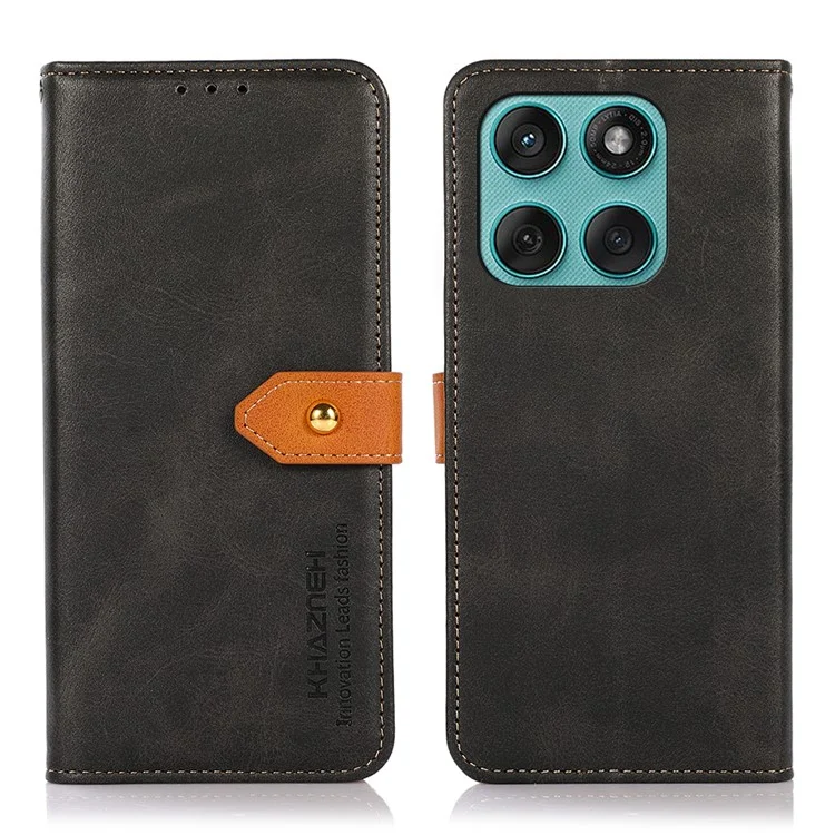 KHAZNEH per Motorola Edge 60 Fusion 5G Custodia Portafoglio per Telefono con Supporto, Cover a Libro in Pelle - Nero
