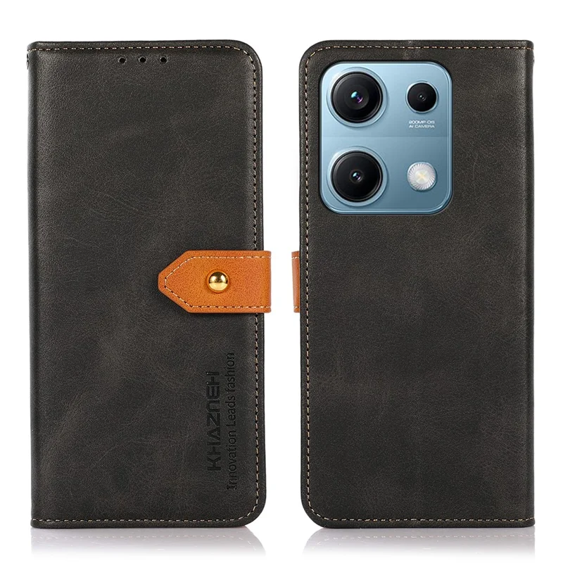 KHAZNEH для Xiaomi Redmi Note 14S 4G Чехол-кошелек с подставкой, кожаный флип-чехол - Черный