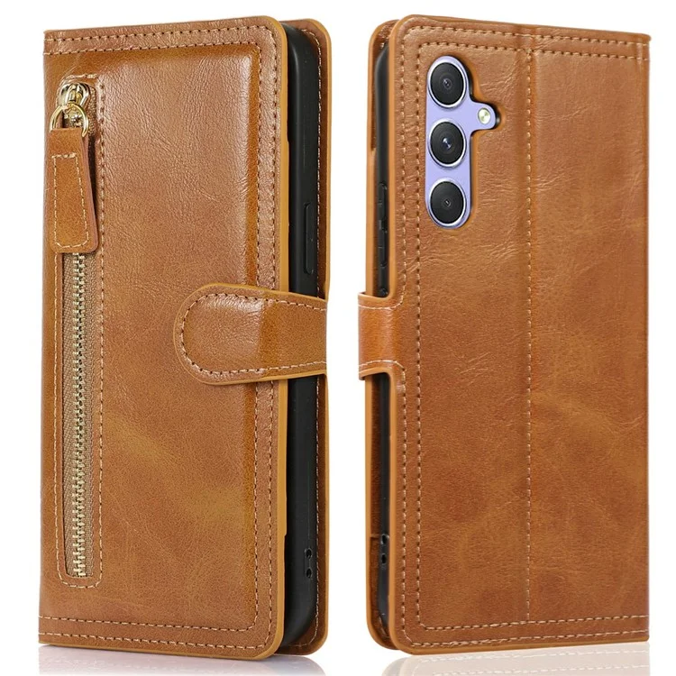 Étui à rabat en cuir avec porte-cartes pour Samsung Galaxy A26 5G - Orange