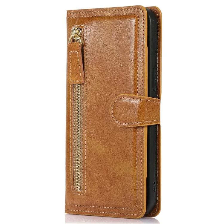 Étui à rabat en cuir avec porte-cartes pour Samsung Galaxy A26 5G - Orange