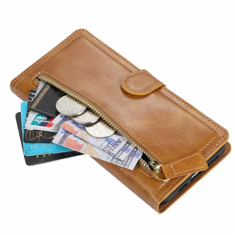 Étui à rabat en cuir avec porte-cartes pour Samsung Galaxy A26 5G - Orange