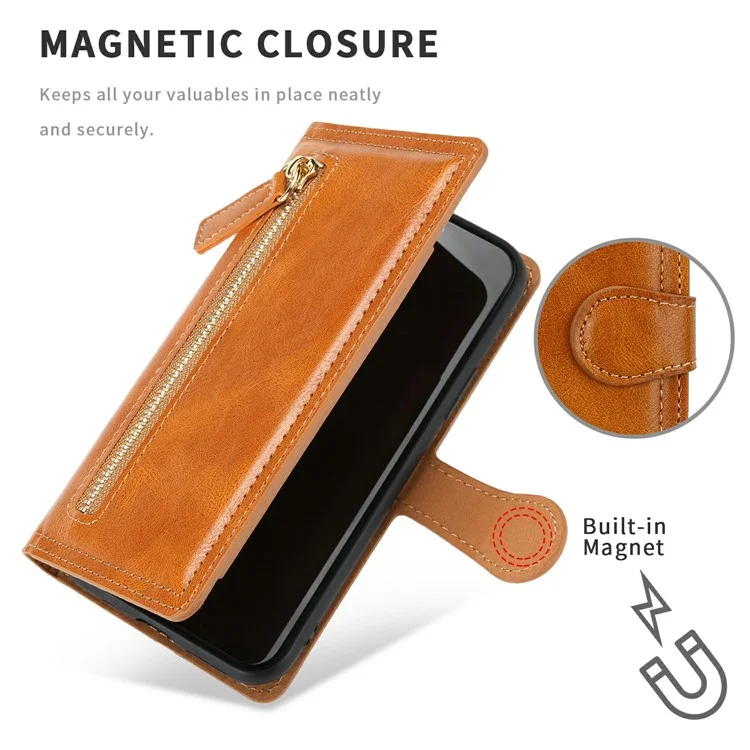 Étui à rabat en cuir avec porte-cartes pour Samsung Galaxy A26 5G - Orange