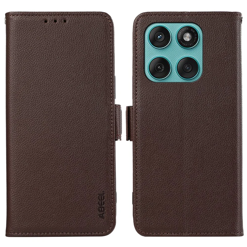 Capa ABEEL para Motorola Edge 60 Fusion 5G em Couro Texturizado Estilo Lichia com Bloqueio RFID - Marrom