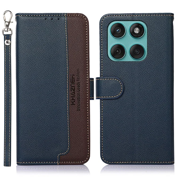 Capa Carteira KHAZNEH para Motorola Edge 60 Fusion 5G com Bloqueio RFID em Couro PU - Azul