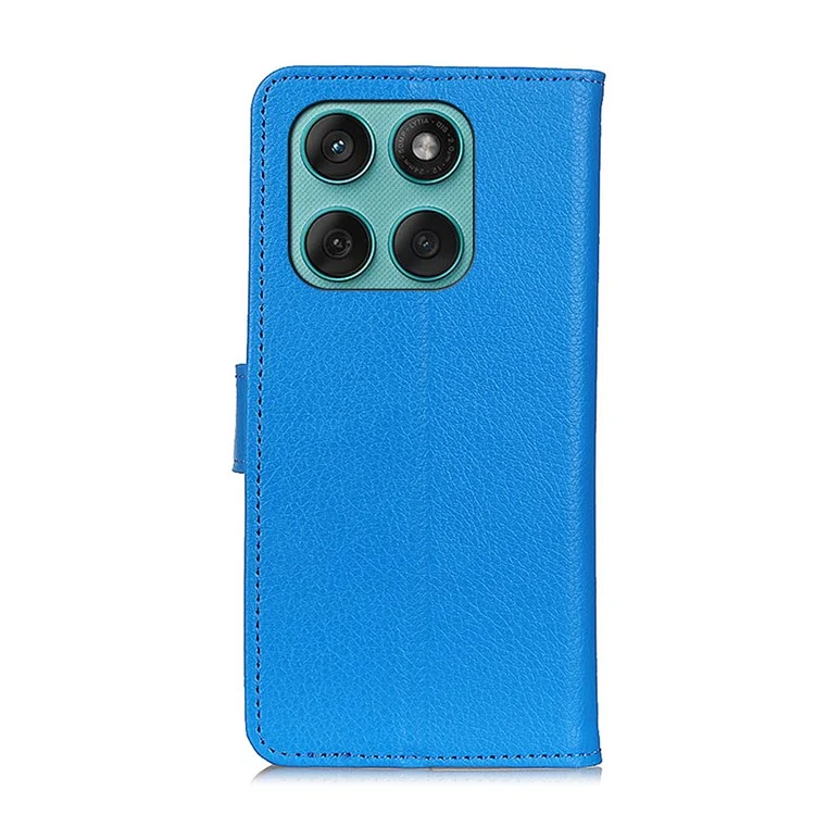 Funda de teléfono de cuero PU con textura de litchi para Motorola Edge 60 Fusion 5G - Azul