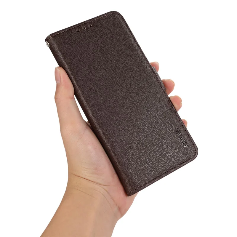 Capa ABEEL para Xiaomi Redmi Note 14S 4G com Textura de Couro Estilo Couro de Inhame, Bloqueio RFID - Marrom