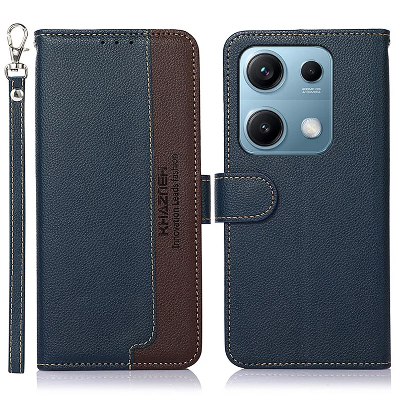 KHAZNEH Etui na Xiaomi Redmi Note 14S 4G, etui portfelik z funkcją blokowania RFID, pokrowiec z syntetycznej skóry PU – niebieski
